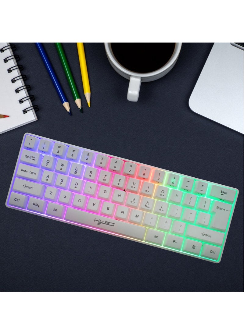 HXSJ - NEW HXSJ Wireless Gaming Keyboard 2000mAh Backlit Mini 61 Key With Bluetooth and 7 Keys Colorful Lighting Programmable Gaming Wireless Mouse - Image 1