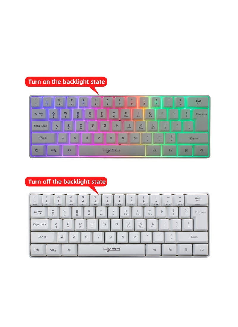 HXSJ - NEW HXSJ Wireless Gaming Keyboard 2000mAh Backlit Mini 61 Key With Bluetooth and 7 Keys Colorful Lighting Programmable Gaming Wireless Mouse - Image 1