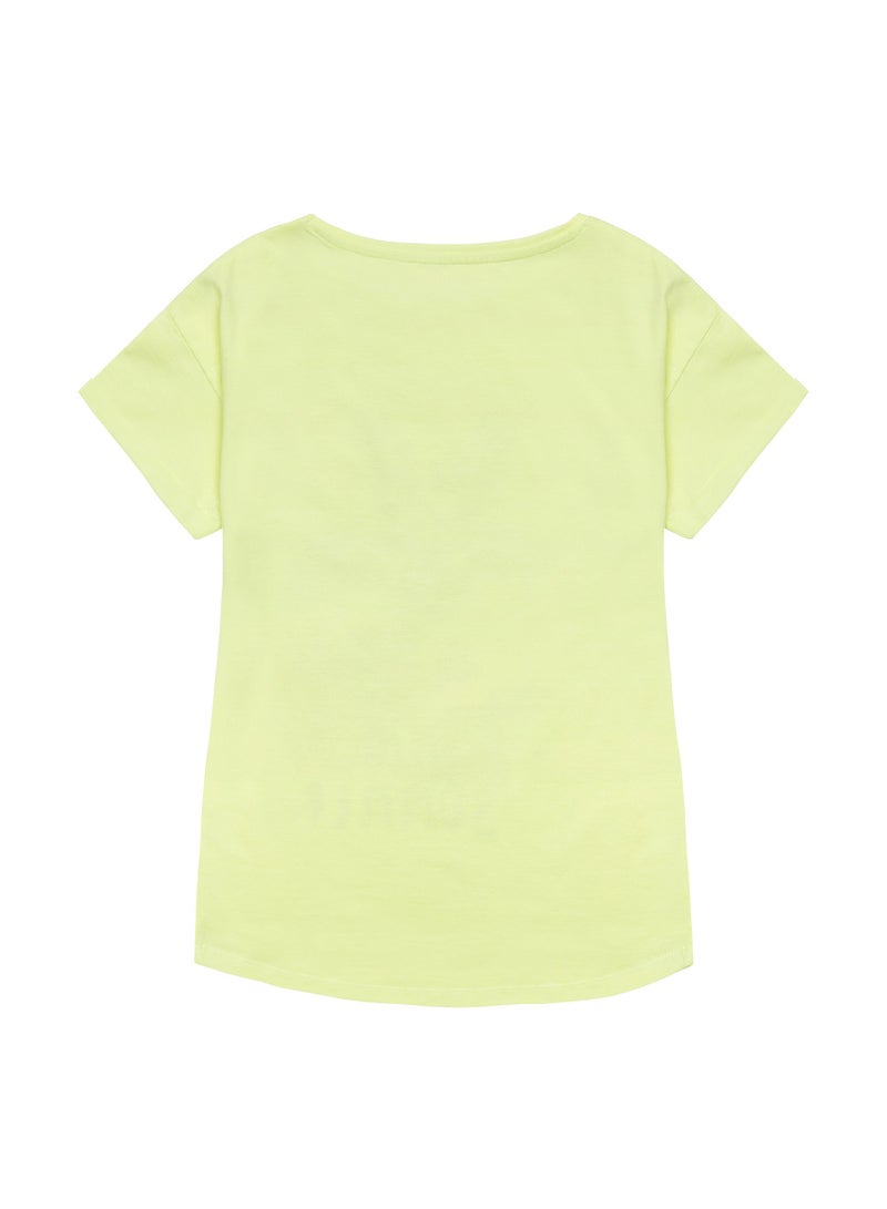 MINOTI Girls Summer Style Cotton T-Shirt with Print and Short Sleeves  - Image 2