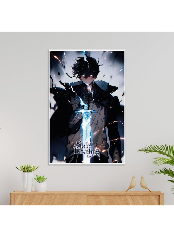 Emoda Home Trove Solo Leveling Poster Sung Jin Woo Wall Posters with Thick 300 GSM Matt Finish Paper (18inches x 12inches) - Image 1