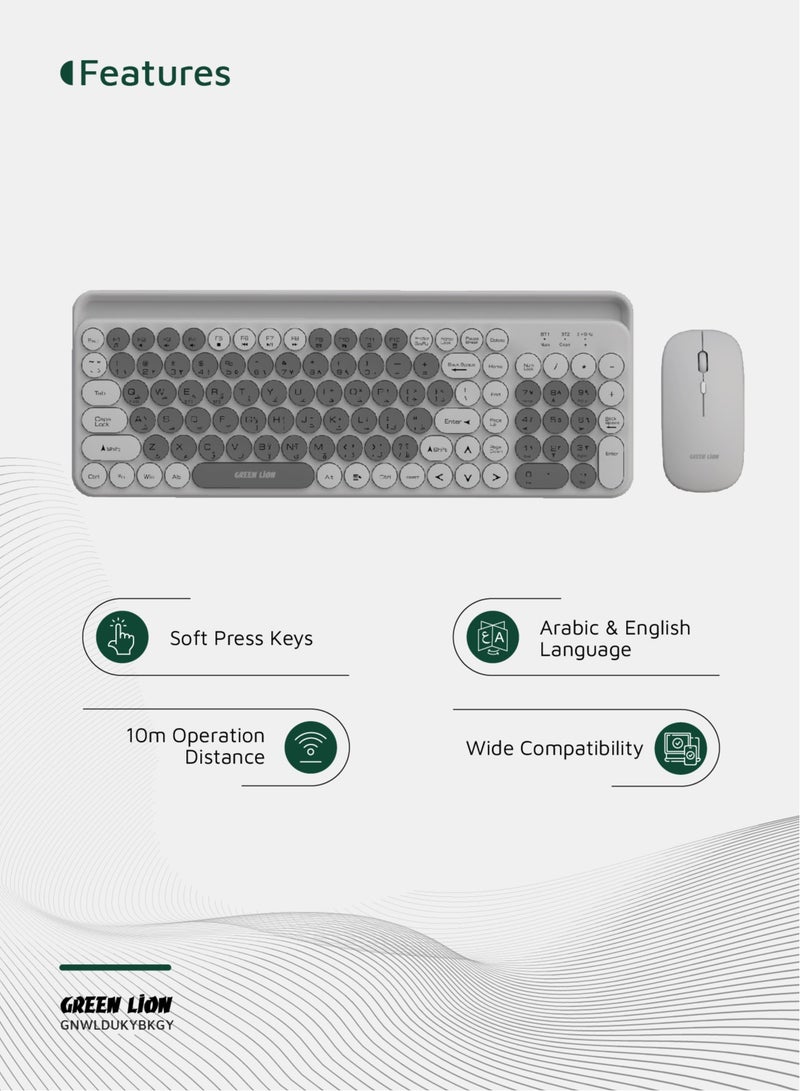 GREEN LION Wireless Duo Mouse and Keyboard Set / 1200DPI Mouse / Keyboard and Mouse Combo /Wireless Nano USB Receiver - Grey - Image 2