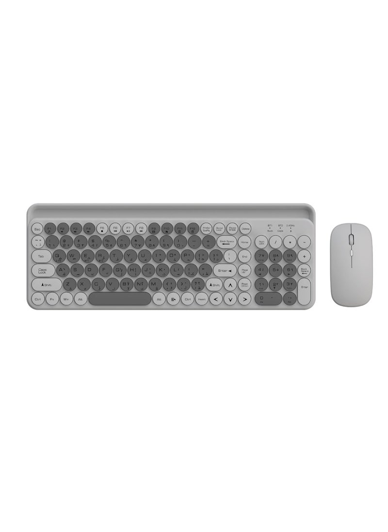 GREEN LION Wireless Duo Mouse and Keyboard Set / 1200DPI Mouse / Round Type Keyboard /Wireless Nano USB Receiver - Grey  - Image 1