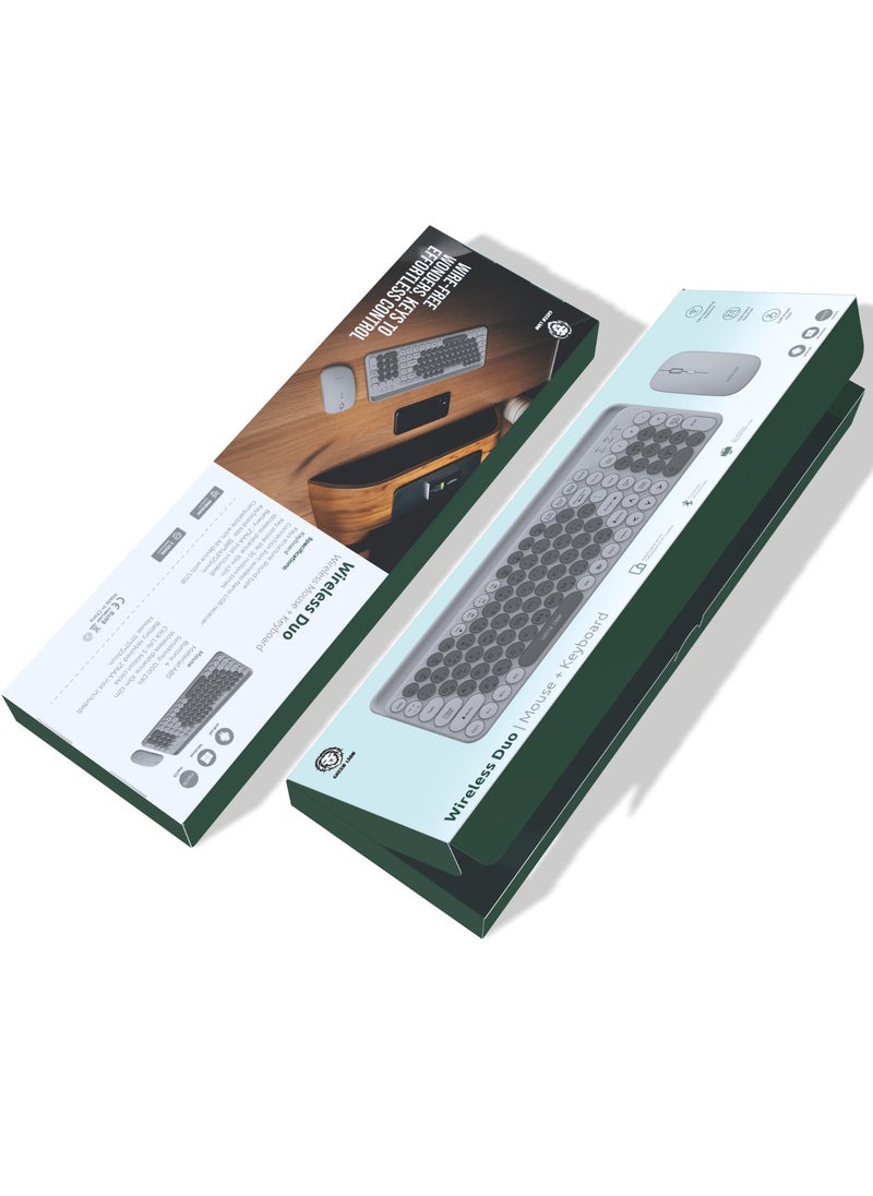 GREEN LION Wireless Duo Mouse and Keyboard Set / 1200DPI Mouse / Round Type Keyboard /Wireless Nano USB Receiver - Grey  - Image 4