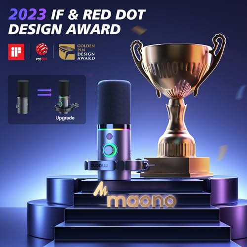 MAONO XLR/USB Dynamic Microphone for Gaming PC, RGB Podcast Mic for YouTube with Software, Mute, Gain Knob, Volume Control, Boom Arm for YouTube Gaming, Singing, Recording, Streaming, PD200XS Black - Image 4