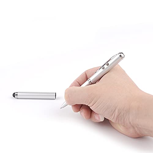AIYIBEN Metal Multi-Function Pen, Touch Screen Stylus, Flashlight with White Light, Creative Christmas and Birthday Gifts (1 Silver) - Image 3