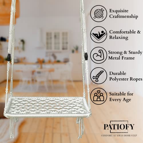 Patiofy Swing for Adults for Home/Swing for Balcony, Living Room, Swing Chair with Red Cushion/Hanging Hammock Swing (White) - Image 5
