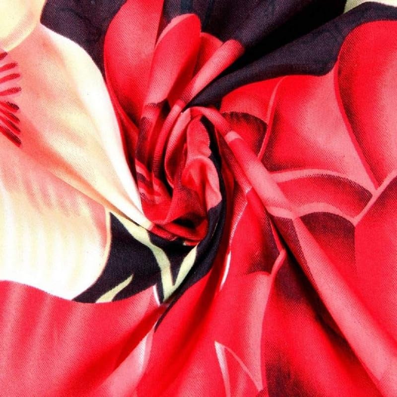 CLICKCART Polycotton Prime Collection Ultrasoft Skin Friendly Printed Flat Double Bedsheet with 2 Pillow Covers 90 x 90 Inch Maroon with Red Roses 3D1  - Image 2