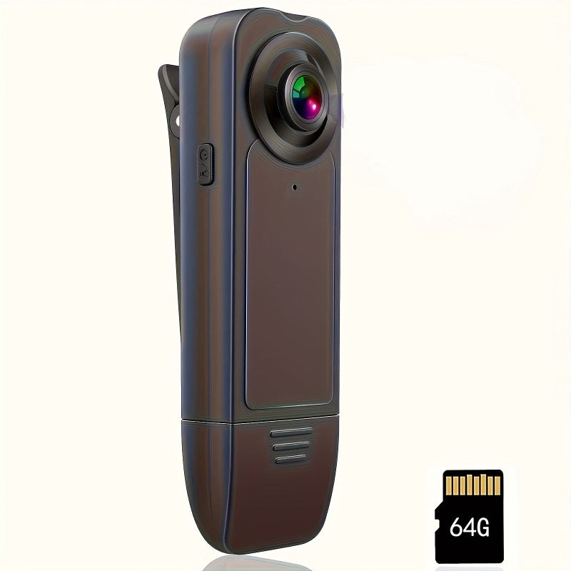 BLACK 1080P Full HD Video Camera 64GB Storage Card Motion Detection Night Vision Portable Camcorder for Meetings Travel Sports Cycling Transportation - Image 1