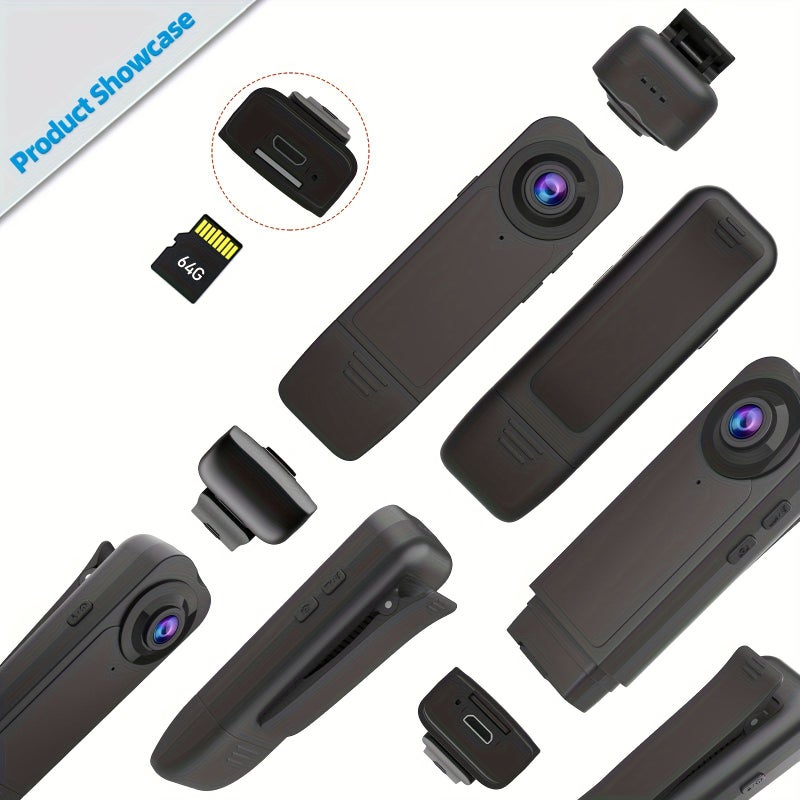 BLACK 1080P Full HD Video Camera 64GB Storage Card Motion Detection Night Vision Portable Camcorder for Meetings Travel Sports Cycling Transportation - Image 5