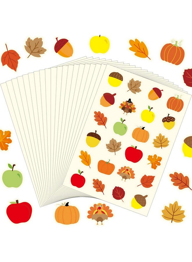 Spiareal 480 Pcs Fall Stickers For Kids Thanksgiving Autumn Sticker Pumpkin Maple Leaves Sticker Turkey Acorn Apple Elm Leaves Shape Stickers For Fall Thanksgiving Harvest Theme Party Classroom Decor  - Image 1