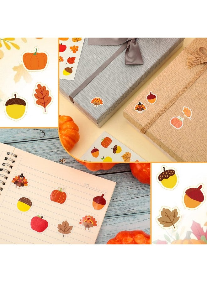 Spiareal 480 Pcs Fall Stickers For Kids Thanksgiving Autumn Sticker Pumpkin Maple Leaves Sticker Turkey Acorn Apple Elm Leaves Shape Stickers For Fall Thanksgiving Harvest Theme Party Classroom Decor  - Image 4