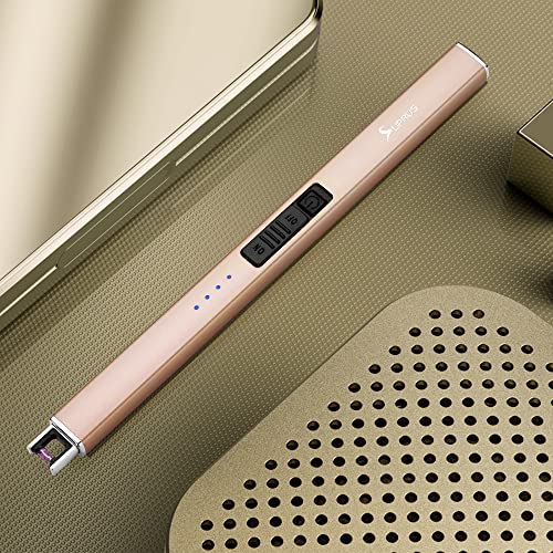 SUPRUS Electric Lighter Arc Windproof Flameless USB Rechargeable Lighter with Safety Lock for Candle BBQ Camping (Champagne Gold) - Image 4