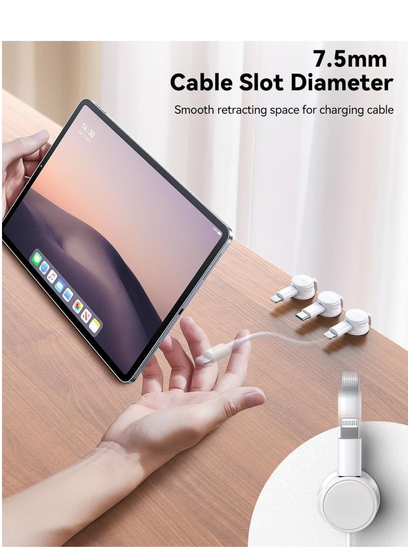 T NEWFUN 6 Pack Magnetic Cable Clips [Cable Smooth Adjustable] Cord Holder, Under Desk Cable Management, Adhesive Wire Holder Keeper Organizer (White)  - Image 4