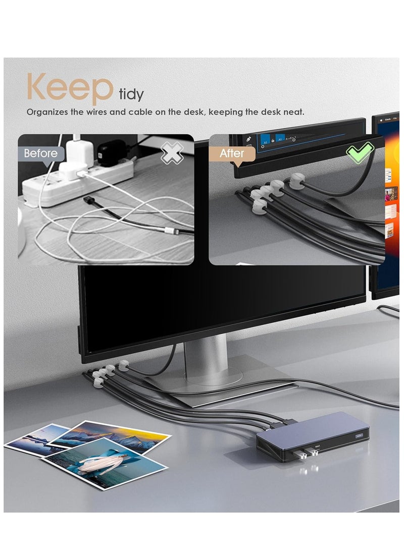 T NEWFUN 6 Pack Magnetic Cable Clips [Cable Smooth Adjustable] Cord Holder, Under Desk Cable Management, Adhesive Wire Holder Keeper Organizer (White)  - Image 5