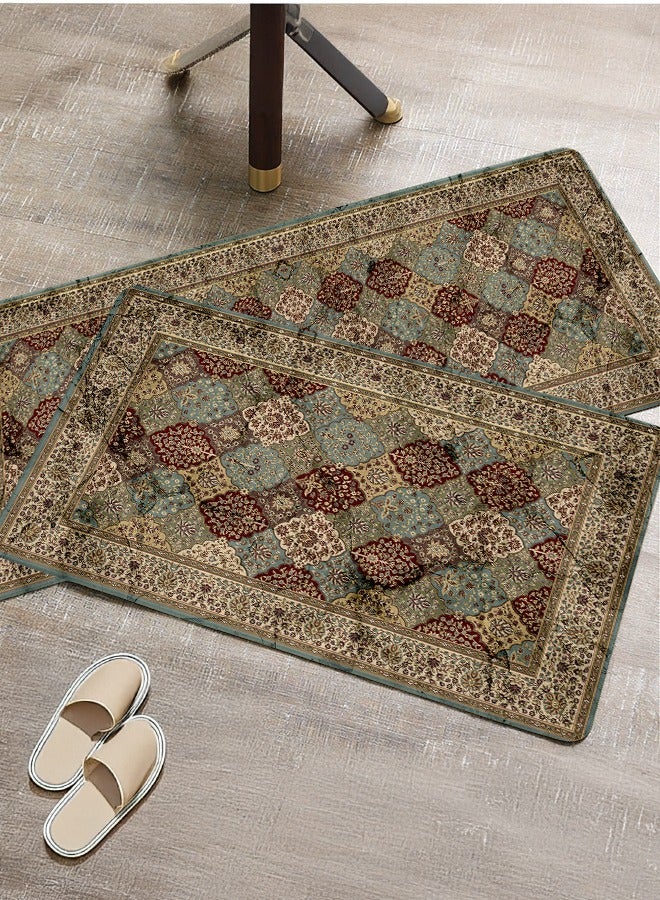 2 PCS Kitchen Floor Mats Rugs Set, Cushion Floor Carpet, Waterproof, Oil Resistant and Anti-Fatigue PU Standing Mat for Kitchen, Floor, Office, Sink, Laundry 45*75CM+45*120CM - Image 2