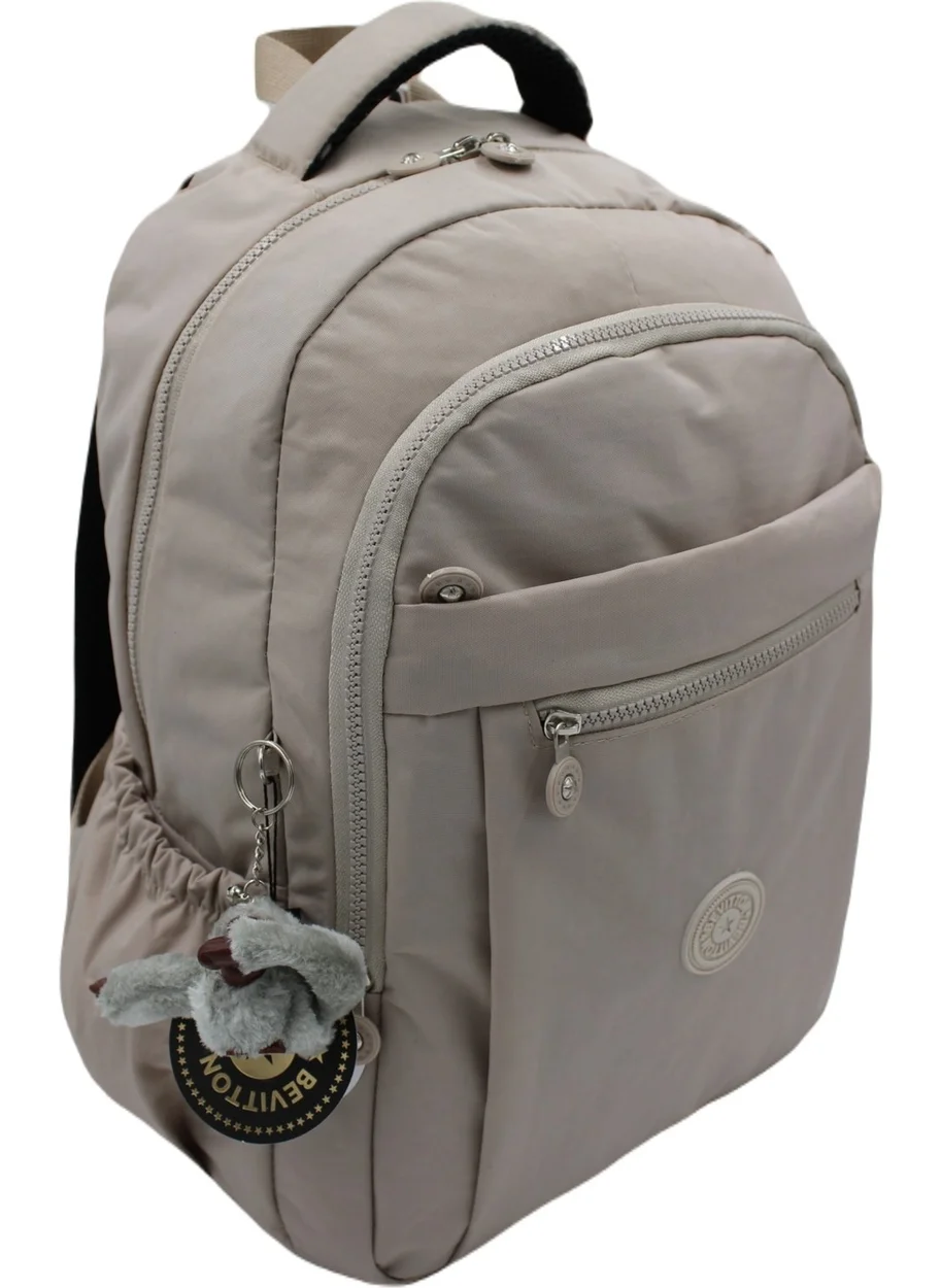 Nikadu Crinkle Water Resistant Fabric Unisex Beige Backpack 2300