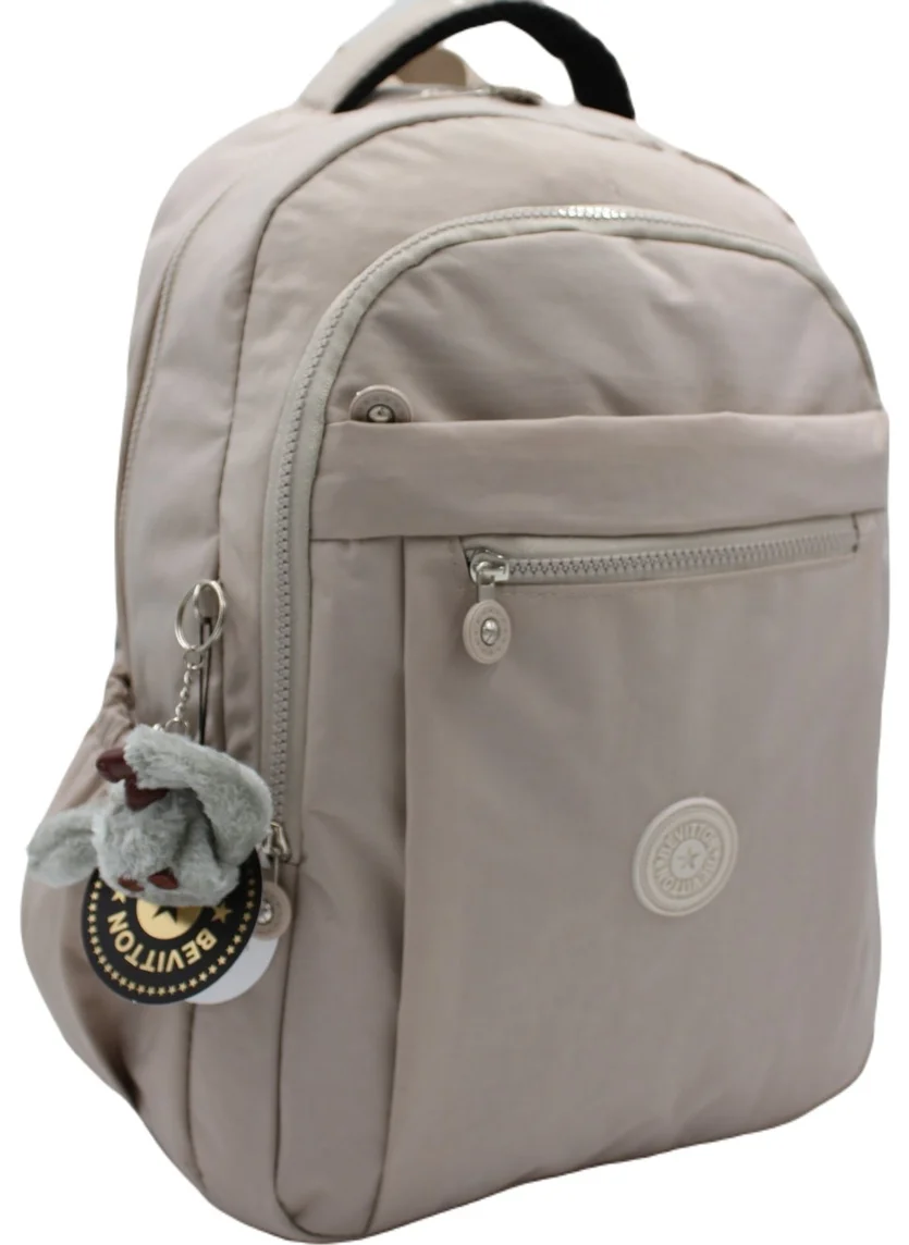 Nikadu Crinkle Water Resistant Fabric Unisex Beige Backpack 2300