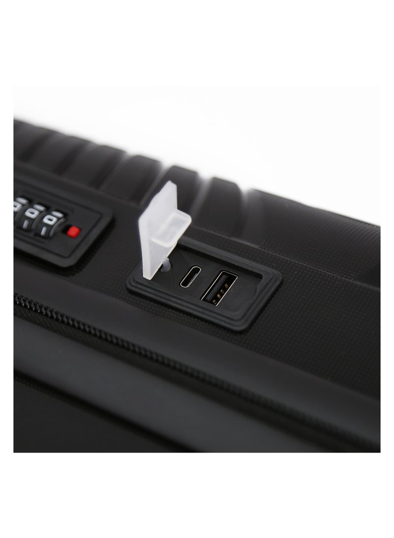 Fancl حقيبة سفر صلبة بعجلتين مقاس 20 بوصة مع منفذ شحن USB، باللون الأسود - Image 2