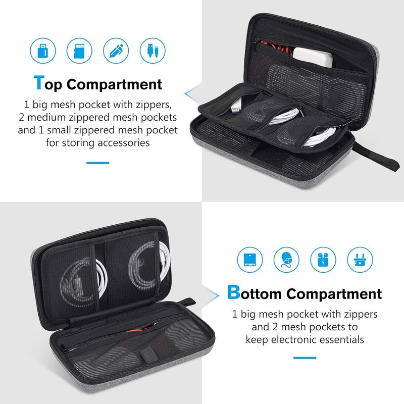 Procase Large Hard Travel Electronic Organizer Case for MacBook Power Adapter Chargers Cables Tech Organizer Hard Drive USB Flash Disk SD Card Portable Electronics Accessories Bag -Grey - Image 4