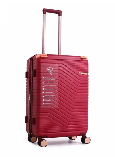 ريفلكشين REFLECTION Saphir Premium Quality ABS Suitcase Lightweight Hardshell  Metalic Corner Vertical Series Travel Luggage Trolley with 4 Spinner Wheels and TSA Lock 28 Inch 71 CM Wine Red