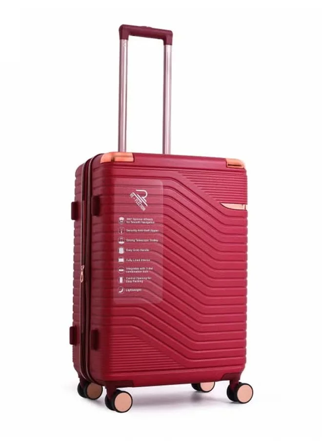Reflection REFLECTION Saphir Premium Quality ABS Suitcase Lightweight Hardshell  Metalic Corner Vertical Series Travel Luggage Trolley with 4 Spinner Wheels and TSA Lock 28 Inch 71 CM Wine Red