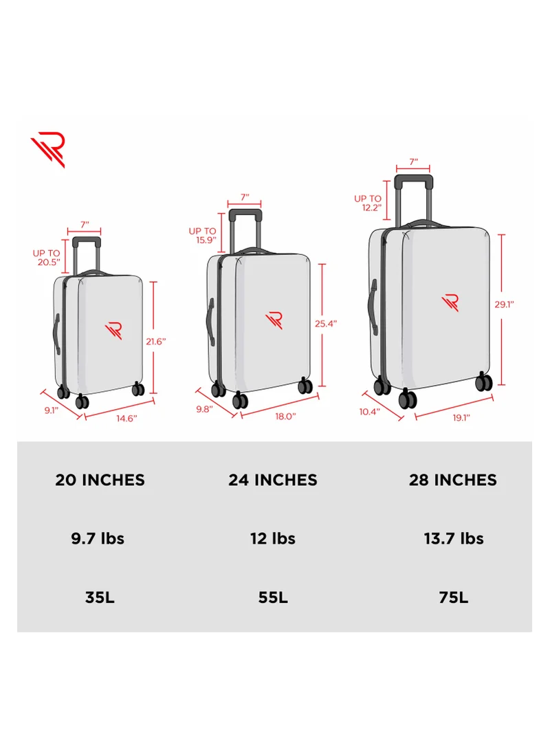 Reflection REFLECTION Saphir Premium Quality ABS Suitcase Lightweight Hardshell  Metalic Corner Vertical Series Travel Luggage Trolley with 4 Spinner Wheels and TSA Lock 28 Inch 71 CM Wine Red