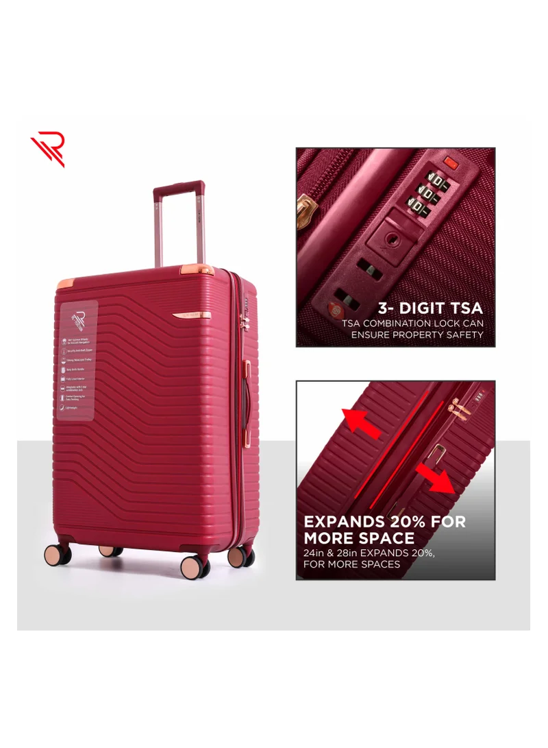 Reflection REFLECTION Saphir Premium Quality ABS Suitcase Lightweight Hardshell  Metalic Corner Vertical Series Travel Luggage Trolley with 4 Spinner Wheels and TSA Lock 28 Inch 71 CM Wine Red