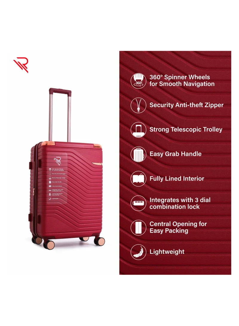 Reflection REFLECTION Saphir Premium Quality ABS Suitcase Lightweight Hardshell  Metalic Corner Vertical Series Travel Luggage Trolley with 4 Spinner Wheels and TSA Lock 28 Inch 71 CM Wine Red