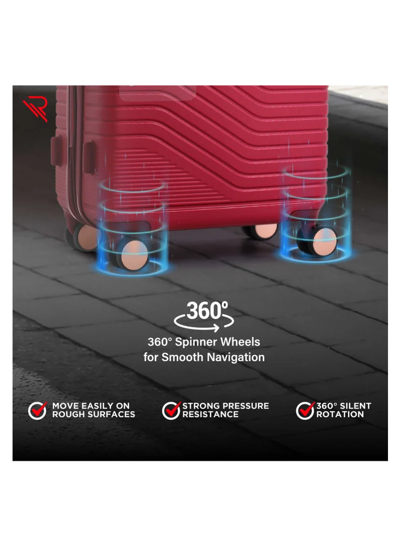 Reflection REFLECTION Saphir Premium Quality ABS Suitcase Lightweight Hardshell  Metalic Corner Vertical Series Travel Luggage Trolley with 4 Spinner Wheels and TSA Lock 28 Inch 71 CM Wine Red