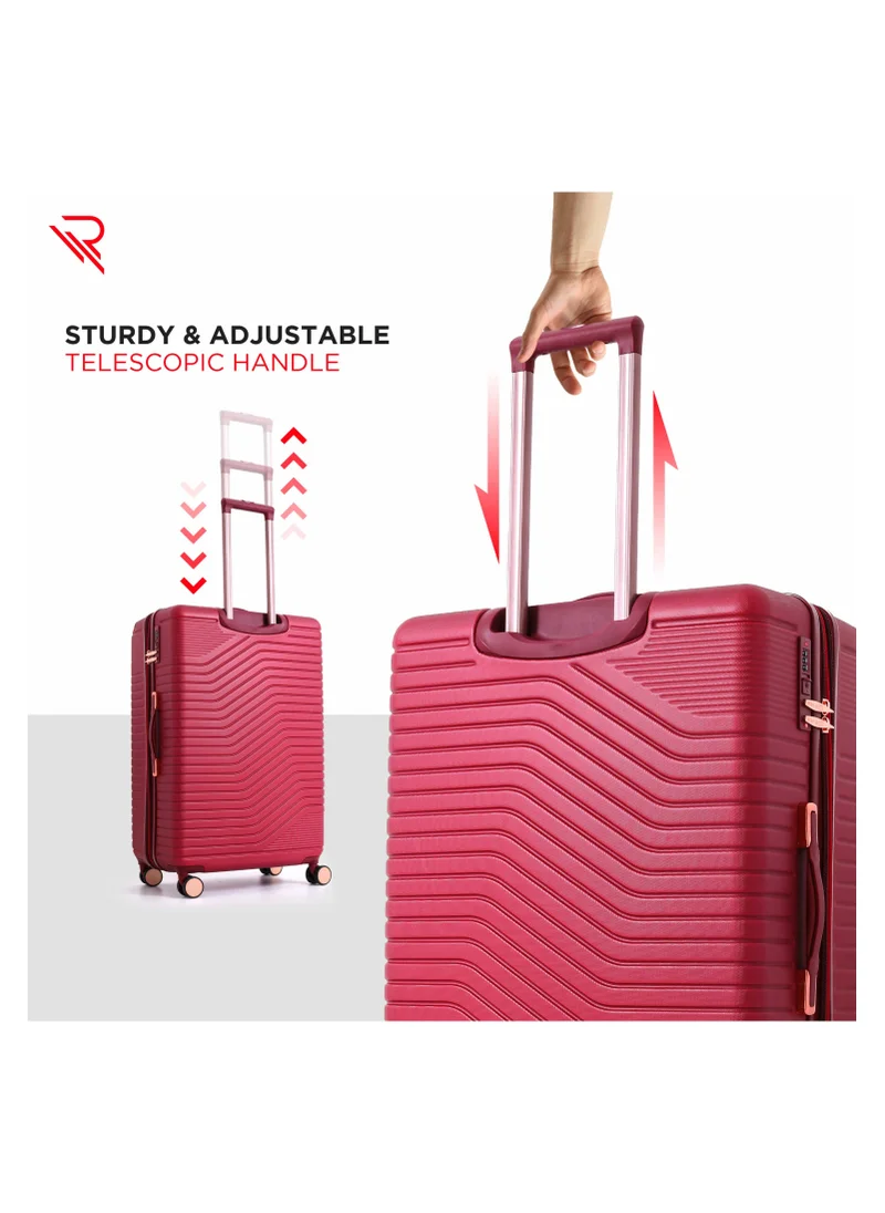 Reflection REFLECTION Saphir Premium Quality ABS Suitcase Lightweight Hardshell  Metalic Corner Vertical Series Travel Luggage Trolley with 4 Spinner Wheels and TSA Lock 28 Inch 71 CM Wine Red