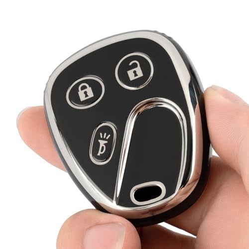 CHATYYD for Chevy Key Fob Cover, Soft TPU Car Key Cover Compatible with 2002-2007 Chevy Silverado Avalanche Suburban Trailblazer Equinox Malibu Tahoe Buick Rainier Lesabre Accessories(Black) - Image 3
