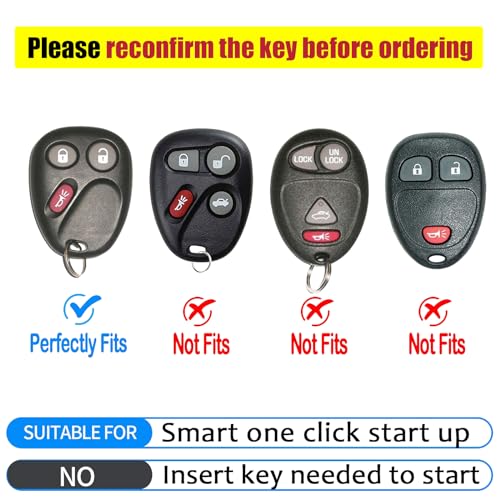 CHATYYD for Chevy Key Fob Cover, Soft TPU Car Key Cover Compatible with 2002-2007 Chevy Silverado Avalanche Suburban Trailblazer Equinox Malibu Tahoe Buick Rainier Lesabre Accessories(Black) - Image 2