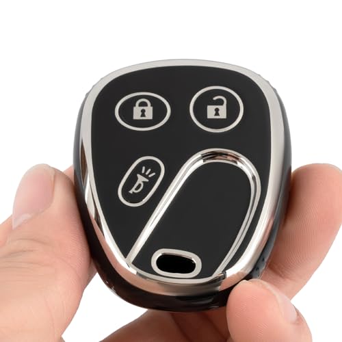 CHATYYD for Chevy Key Fob Cover, Soft TPU Car Key Cover Compatible with 2002-2007 Chevy Silverado Avalanche Suburban Trailblazer Equinox Malibu Tahoe Buick Rainier Lesabre Accessories(Black) - Image 4