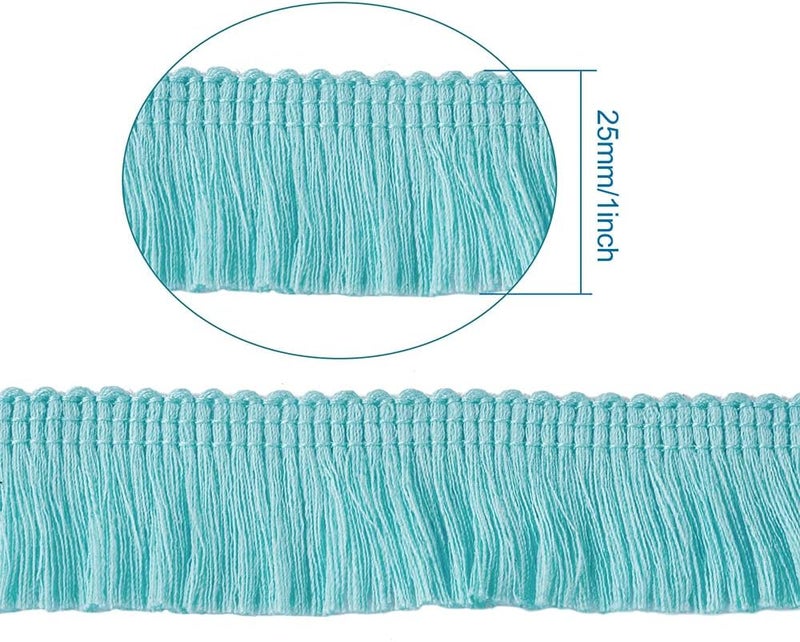 Mega Pet MegaPet Pale Turquoise Polyester Fringe Tassel Lace Trim 1 Inch x 82 Feet Chainette Fringe Fibre Trim for Sewing Quilting DIY Home Decoration - Image 2