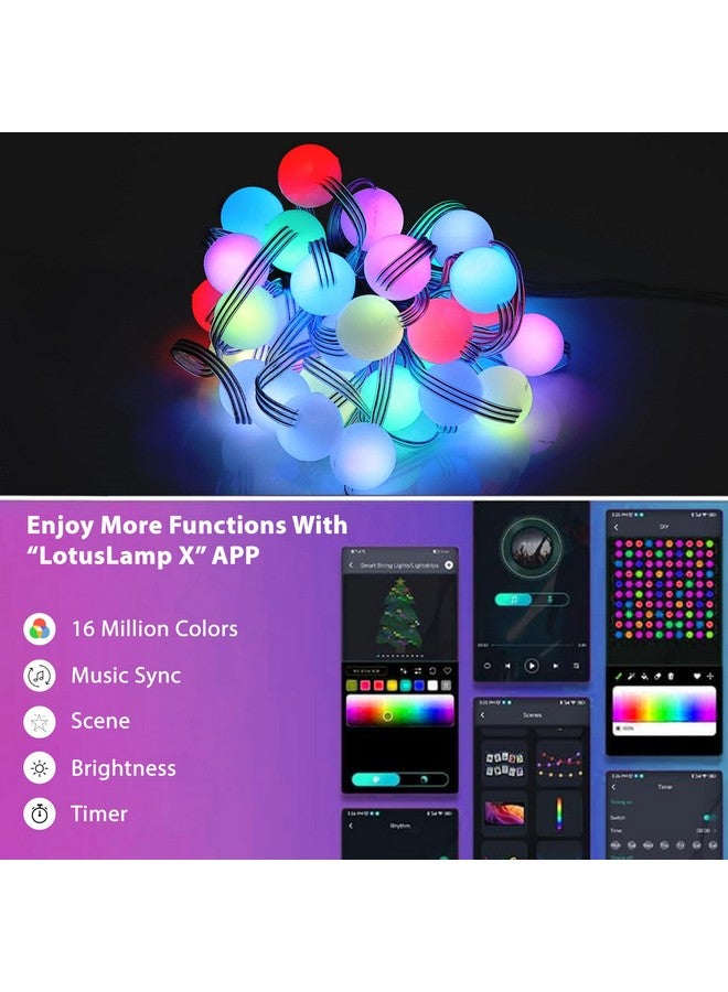 Gesto أضواء خيطية على شكل كرة Gesto 5V - أضواء LED ذكية متزامنة مع الموسيقى عبر USB مع تحكم عن بُعد وتطبيق، أضواء خيالية تتغير ألوانها RGB (5 متر، 33 LED، متعددة الألوان) - Image 3