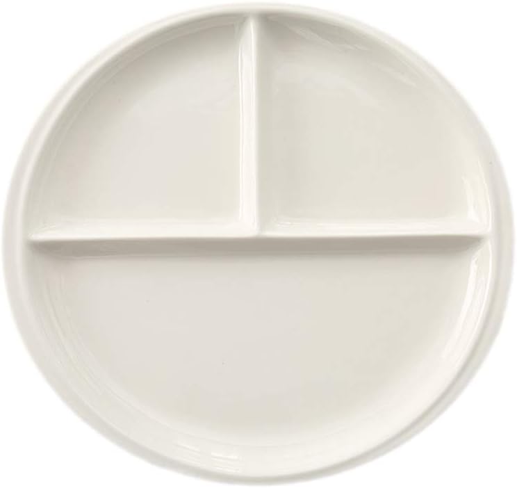 FLYING BALLOON Elegant Round Shaped Ceramic Divided Plate Dinner Plates Luncheon Plates Salad Plates Dishes for Kitchen WhiteDark Blue 1 WhiteRound - Image 1