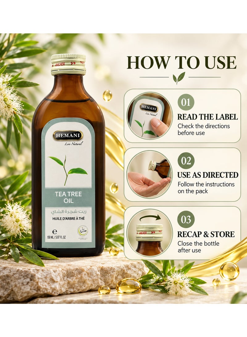 Hemani Natural Tea Tree Oil 150ml | Best Oil for Pimple Treatment, Scalp Health, Skin Glow & DIY Beauty - Image 2