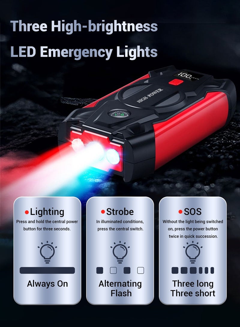 دانسينت 12000mAh جهاز تشغيل الطوارئ لإمداد الطاقة بطارية السيارة جهاز تشغيل الإشعال جهاز تشغيل الطوارئ 12V شاحن هاتف لاسلكي - Image 2