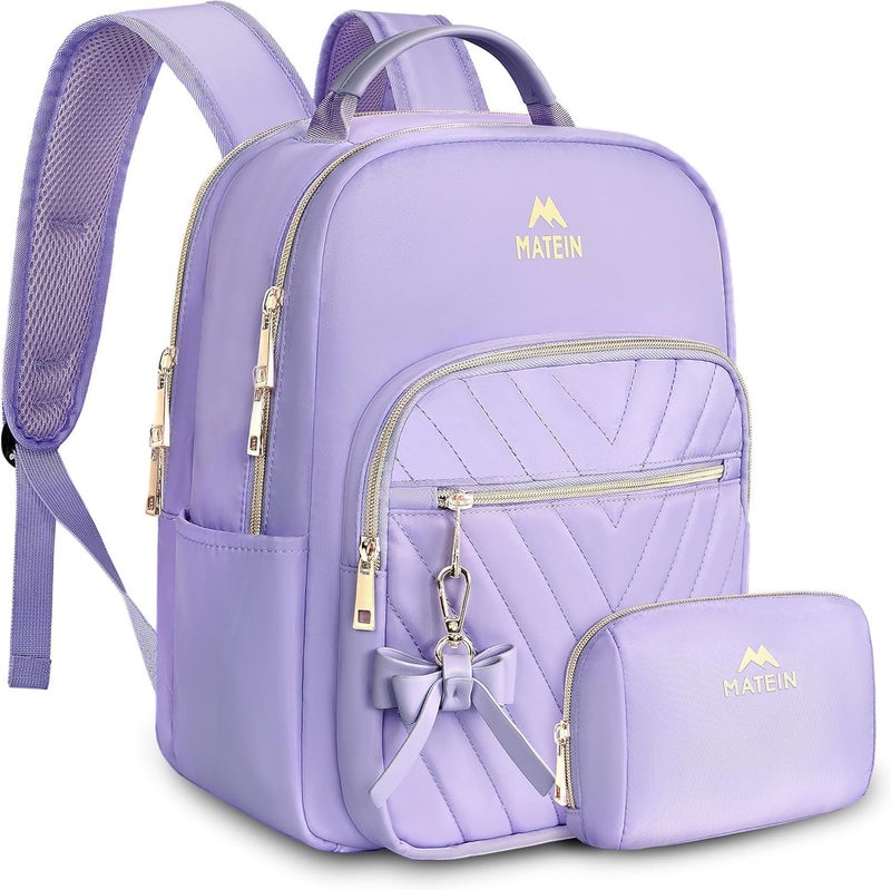 MATEIN Womens Backpack Purse, Fashion Cute Bowknot Mini Backpack Purse, Waterproof Stylish Multipurpose Design Casual Daily Travel Backpack Ladies Handbags, 2pcs Sets, Purple - Image 1