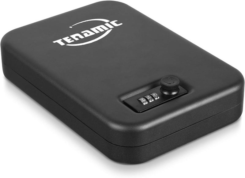 Tenamic Pistol Safe, Portable Travel Gun Safe, Solid Steel Handgun Lock Box for Home, Gun Safes for Car, Black - Image 1
