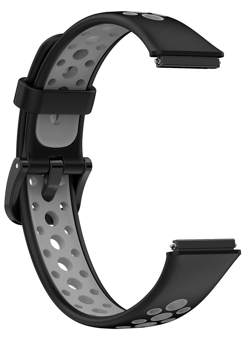 Generic Watch Strap Compatible with Huawei Band 7 /Honor 7, Replacement Silicone Sport Band-Black/Grey  - Image 2