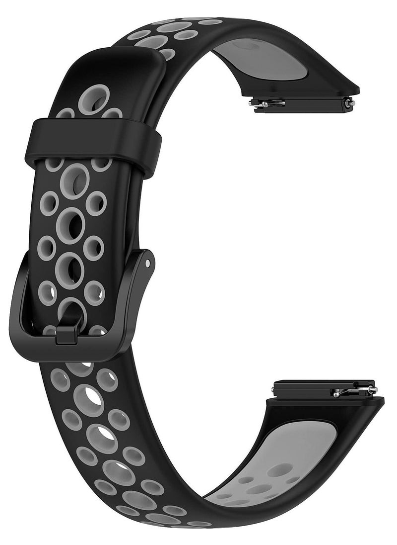 Generic Watch Strap Compatible with Huawei Band 7 /Honor 7, Replacement Silicone Sport Band-Black/Grey  - Image 3