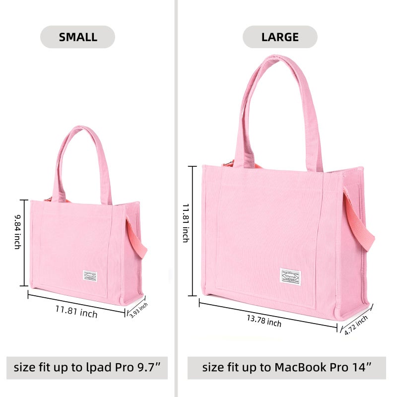 Valleycomfy Vintage Casual Corduroy Tote Bags Crossbody Bag Purse for Women Travel Shoulder Bags Handbags Eco Bag,Pink,Large - Image 2