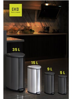 EKO GRACE SERIES | Brushed Stainless Steel Finish | Soft-Closing | Fingerprint-Resistant | Step Trash & Garbage Bin | Suitable For Homes, Bathrooms, Kitchens, Offices, & More | 15 Liters  - Image 2