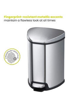 EKO GRACE SERIES | Brushed Stainless Steel Finish | Soft-Closing | Fingerprint-Resistant | Step Trash & Garbage Bin | Suitable For Homes, Bathrooms, Kitchens, Offices, & More | 15 Liters  - Image 3