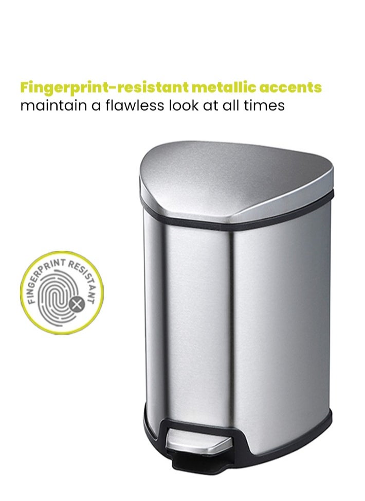 EKO GRACE SERIES | Brushed Stainless Steel Finish | Soft-Closing | Fingerprint-Resistant | Step Trash & Garbage Bin | Suitable For Homes, Bathrooms, Kitchens, Offices, & More | 15 Liters  - Image 3