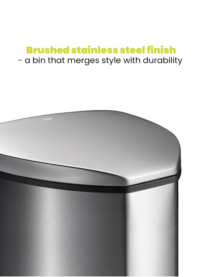 EKO GRACE SERIES | Brushed Stainless Steel Finish | Soft-Closing | Fingerprint-Resistant | Step Trash & Garbage Bin | Suitable For Homes, Bathrooms, Kitchens, Offices, & More | 15 Liters  - Image 4