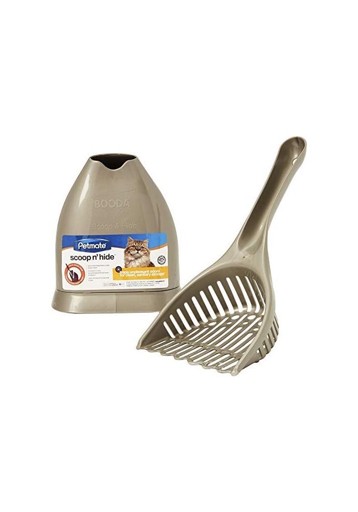 Petmate Scoop-n-Hide Clean Litter Scoop with Storage Unit - Brushed Nickel - Image 3