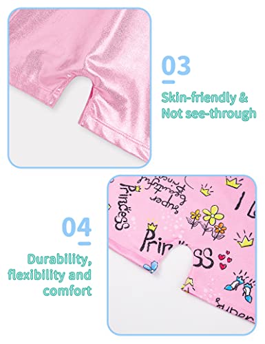 Nymphperi Girls Gymnastics Leotard Size 6-7 Years Old Shiny One Piece Pink Princess Biketards Sparkle Breatheble Sleeveless Solid Color Unitards for Little KidsYoga Sports - Image 4