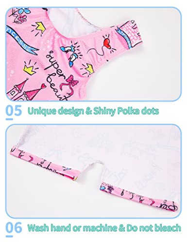Nymphperi Girls Gymnastics Leotard Size 6-7 Years Old Shiny One Piece Pink Princess Biketards Sparkle Breatheble Sleeveless Solid Color Unitards for Little KidsYoga Sports - Image 5